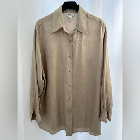 VTG Lise J 90s Silk Button Up SHIRT - Picture 1 of 5